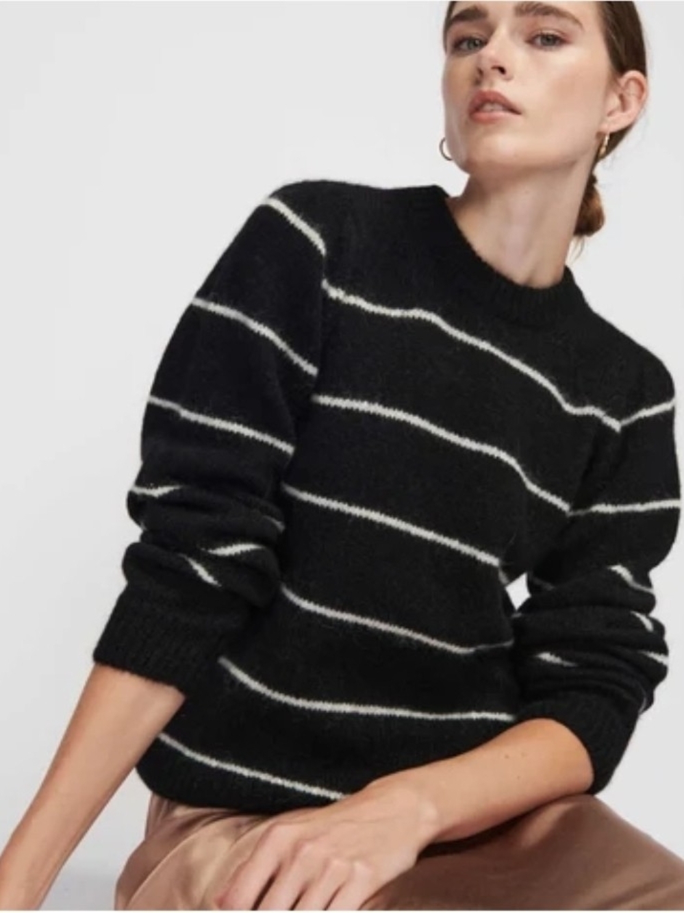 Nation Los Angeles Black Stripe Crewneck Sweater